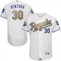 Wholesale Cheap Royals #30 Yordano Ventura White 2015 World Series Champions Gold Program FlexBase Authentic Stitched MLB Jersey