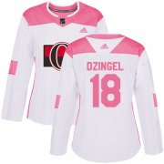 Wholesale Cheap Adidas Senators #18 Ryan Dzingel White/Pink Authentic Fashion Women's Stitched NHL Jersey