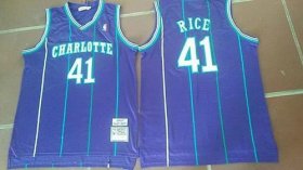 Wholesale Cheap Men\'s Charlotte Hornets #41 Glen Rice 1992-93 Purple Hardwood Classics Soul Swingman Throwback Jersey