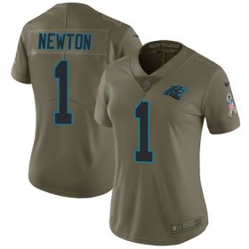 Wholesale Cheap Nike Panthers #1 Cam Newton Olive Women\'s Stitched NFL Limited 2017 Salute to Service Jersey