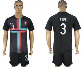 Wholesale Cheap Portugal #3 Pepe Black Training Soccer Country Jersey