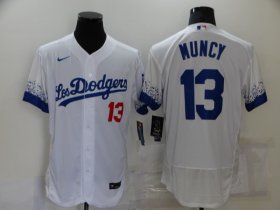 Wholesale Cheap Men\'s Los Angeles Dodgers #13 Max Muncy White 2021 City Connect Flex Base Stitched Jersey