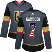 Wholesale Cheap Adidas Golden Knights #7 Jason Garrison Grey Home Authentic USA Flag Women's Stitched NHL Jersey