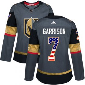 Wholesale Cheap Adidas Golden Knights #7 Jason Garrison Grey Home Authentic USA Flag Women\'s Stitched NHL Jersey