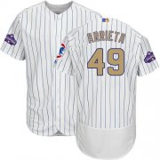 Wholesale Cheap Cubs #49 Jake Arrieta White(Blue Strip) Flexbase Authentic 2017 Gold Program Stitched MLB Jersey