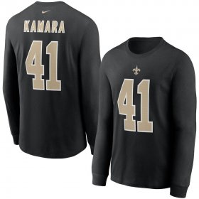 Wholesale Cheap New Orleans Saints #41 Alvin Kamara Nike Player Name & Number Long Sleeve T-Shirt Black