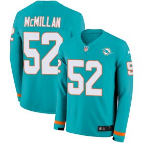 Wholesale Cheap Nike Dolphins #52 Raekwon McMillan Aqua Green Team Color Men\'s Stitched NFL Limited Therma Long Sleeve Jersey