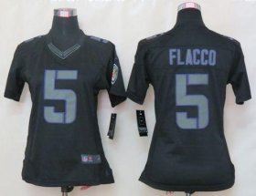 Wholesale Cheap Nike Ravens #5 Joe Flacco Black Impact Women\'s Stitched NFL Limited Jersey