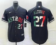 Wholesale Cheap Men's Houston Astros #27 Jose Altuve Number Mexico Black Cool Base Stitched Baseball Jersey