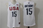 Wholesale Cheap 2016 Olympics Team USA Men's #15 Carmelo Anthony White Revolution 30 Swingman Basketball Jersey