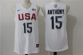 Wholesale Cheap 2016 Olympics Team USA Men\'s #15 Carmelo Anthony White Revolution 30 Swingman Basketball Jersey