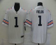 Wholesale Cheap Men's Chicago Bears #1 Justin Fields White 2021 Vapor Untouchable Stitched NFL Nike Alternate Classic Limited Jersey