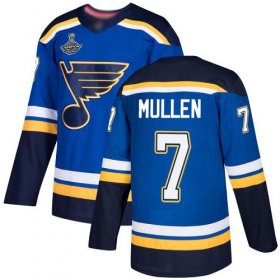 Wholesale Cheap Adidas Blues #7 Joe Mullen Blue Home Authentic Stanley Cup Champions Stitched NHL Jersey