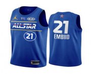 Wholesale Cheap Men's 2021 All-Star Philadelphia 76ers #21 Joel Embiid Blue Eastern Conference Stitched NBA Jersey