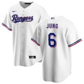 Cheap Men\'s Texas Rangers #6 Josh Jung White Cool Base Stitched Baseball Jersey