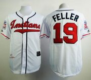 Wholesale Cheap Mitchell And Ness 1948 Indians #19 Bob Feller White Stitched MLB Jersey