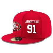 Wholesale Cheap San Francisco 49ers #91 Arik Armstead Snapback Cap NFL Player Red with White Number Stitched Hat