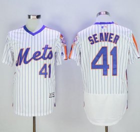 Wholesale Cheap Mets #41 Tom Seaver White(Blue Strip) Flexbase Authentic Collection Alternate Stitched MLB Jersey
