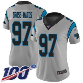 Wholesale Cheap Nike Panthers #97 Yetur Gross-Matos Silver Women\'s Stitched NFL Limited Inverted Legend 100th Season Jersey