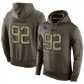Wholesale Cheap NFL Men's Nike New York Giants #92 Michael Strahan Stitched Green Olive Salute To Service KO Performance Hoodie