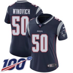 Wholesale Cheap Nike Patriots #50 Chase Winovich Navy Blue Team Color Women\'s Stitched NFL 100th Season Vapor Limited Jersey
