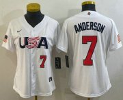 Cheap Womens USA Baseball #7 Tim Anderson Number 2023 White World Classic Stitched Jersey