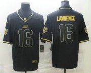 Wholesale Cheap Men's Jacksonville Jaguars #16 Trevor Lawrence Black Golden Edition Stitched NFL Nike Limited Jersey