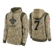 Wholesale Cheap Men's New Orleans Saints #7 Taysom Hill Camo 2021 Salute To Service Therma Performance Pullover Hoodie