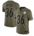 Wholesale Cheap Men's Pittsburgh Steelers #36 Jerome Bettis 2022 Olive Salute To Service Limited Stitched Jersey