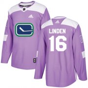 Wholesale Cheap Adidas Canucks #16 Trevor Linden Purple Authentic Fights Cancer Youth Stitched NHL Jersey