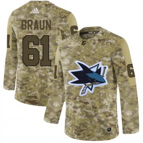 Wholesale Cheap Adidas Sharks #61 Justin Braun Camo Authentic Stitched NHL Jersey