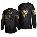 Wholesale Cheap Adidas Penguins #58 Kris Letang Men's 2019 Black Golden Edition Authentic Stitched NHL Jersey