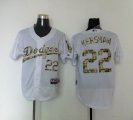 Wholesale Cheap Dodgers #22 Clayton Kershaw White USMC Cool Base Stitched MLB Jersey