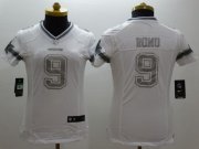 Wholesale Cheap Nike Cowboys #9 Tony Romo White Women's Stitched NFL Limited Platinum Jersey