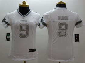 Wholesale Cheap Nike Cowboys #9 Tony Romo White Women\'s Stitched NFL Limited Platinum Jersey