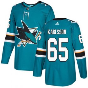 Wholesale Cheap Adidas Sharks #65 Erik Karlsson Teal Home Authentic Stitched NHL Jersey