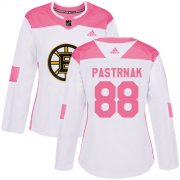 Wholesale Cheap Adidas Bruins #88 David Pastrnak White/Pink Authentic Fashion Women's Stitched NHL Jersey