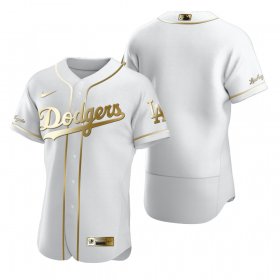 Wholesale Cheap Los Angeles Dodgers Blank White Nike Men\'s Authentic Golden Edition MLB Jersey