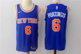 Wholesale Cheap Men\'s Nike New York Knicks #6 Kristaps Porzingis Blue Stitched NBA Jersey