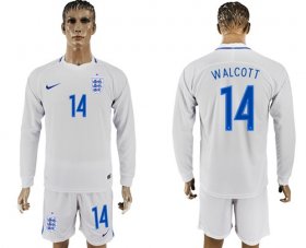 Wholesale Cheap England #14 Walcott Home Long Sleeves Soccer Country Jersey