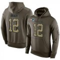 Wholesale Cheap NFL Men's Nike New England Patriots #12 Tom Brady Stitched Green Olive Salute To Service KO Performance Hoodie