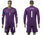 Wholesale Cheap Austria #1 Almer Purple Goalkeeper Long Sleeves Soccer Country Jersey
