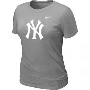Wholesale Cheap Women's New York Yankees Heathered Nike Light Grey Blended T-Shirt