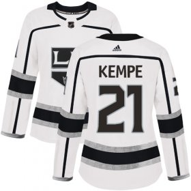 Wholesale Cheap Adidas Kings #21 Mario Kempe White Road Authentic Women\'s Stitched NHL Jersey