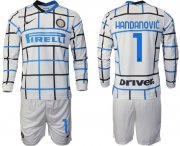 Wholesale Cheap Men 2020-2021 club Inter milan away long sleeve 1 white Soccer Jerseys