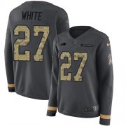 Wholesale Cheap Nike Bills #27 Tre'Davious White Anthracite Salute to Service Women's Stitched NFL Limited Therma Long Sleeve Jersey
