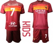 Wholesale Cheap Youth 2020-2021 club Roma home 7 red Soccer Jerseys