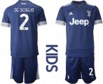 Wholesale Cheap Youth 2020-2021 club Juventus away blue 2 Soccer Jerseys