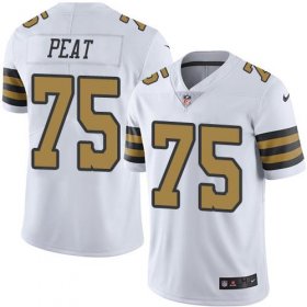 Wholesale Cheap Nike Saints #75 Andrus Peat White Men\'s Stitched NFL Limited Rush Jersey