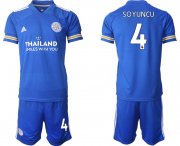Wholesale Cheap Men 2020-2021 club Leicester City home 4 blue Soccer Jerseys